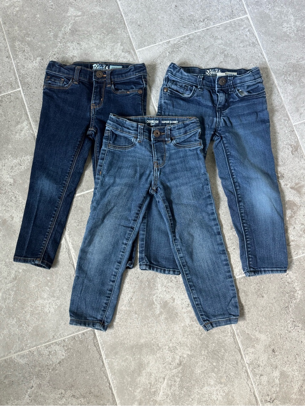 OshKosh B'gosh Girls Skinny Jeans Set in Dark, Medium and Light Blue